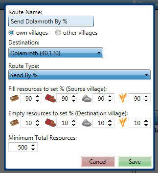 Adding "Send By %" route