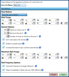 Bot Farming Raid strategy - Define your raid settings - TCommander Bot