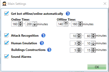 main settings